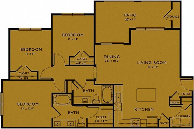 3 Beds • 2 Bath 0624 floor plan